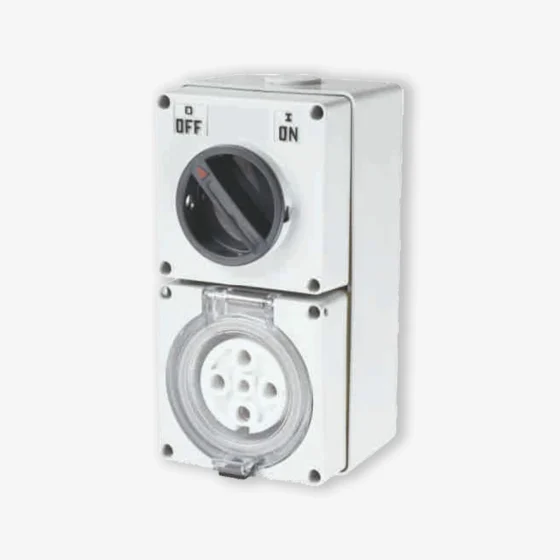 combination switched socket outlet 50A 5 round pins - Image 1