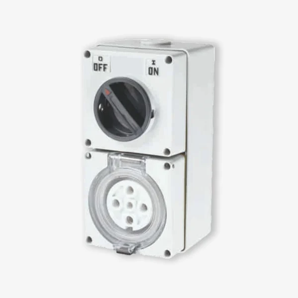 combination switched socket outlet 40A 5 round pins