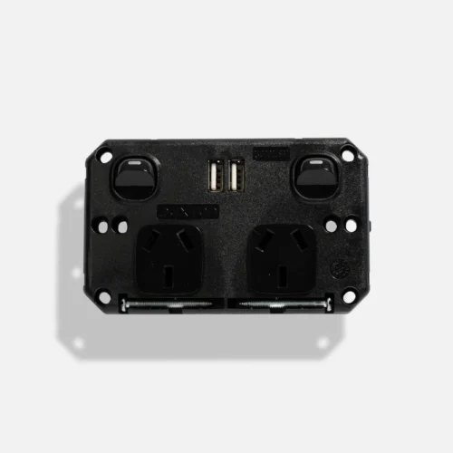 Black standard double power point with double USB (2.1A) (50pcs BULK BUY) - Image 2