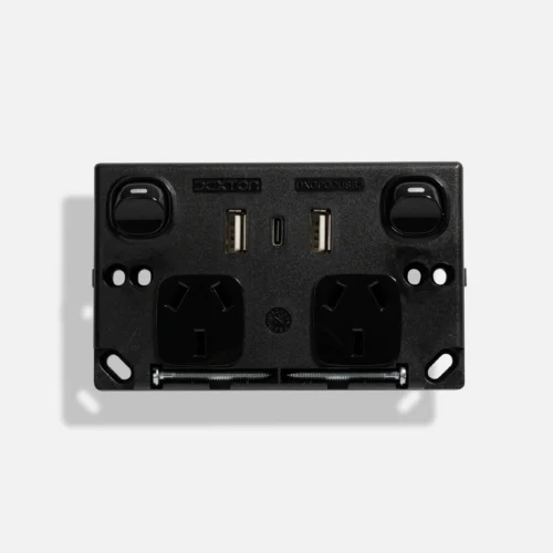 Standard twin GPO with twin USB + C type (4.2A) black - Image 2