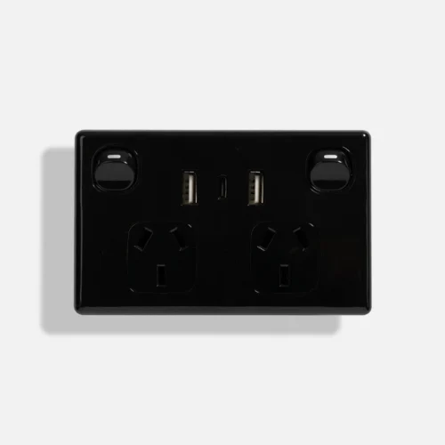 Standard twin GPO with twin USB + C type (4.2A) black - Image 1