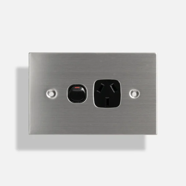 Black Stainless steel single power point 10A