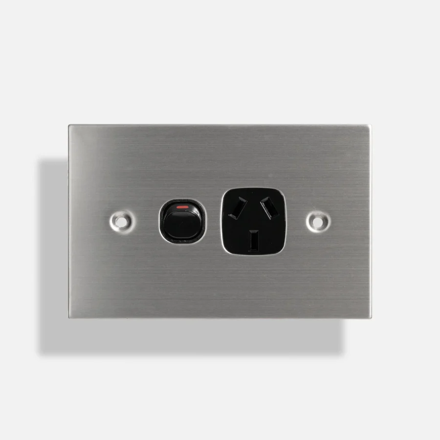 Black Stainless steel single power point 10A