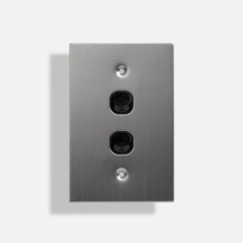 Black two gang stainless steel switch vertical - Image 1