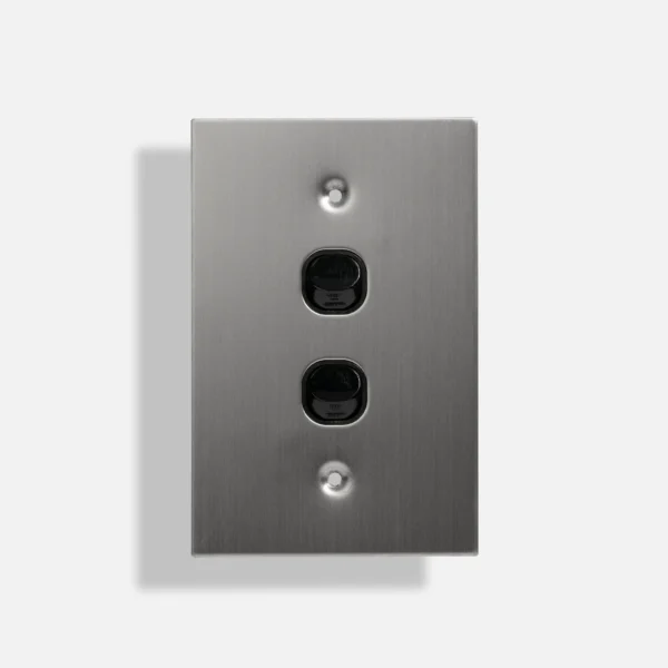 Black two gang stainless steel switch vertical
