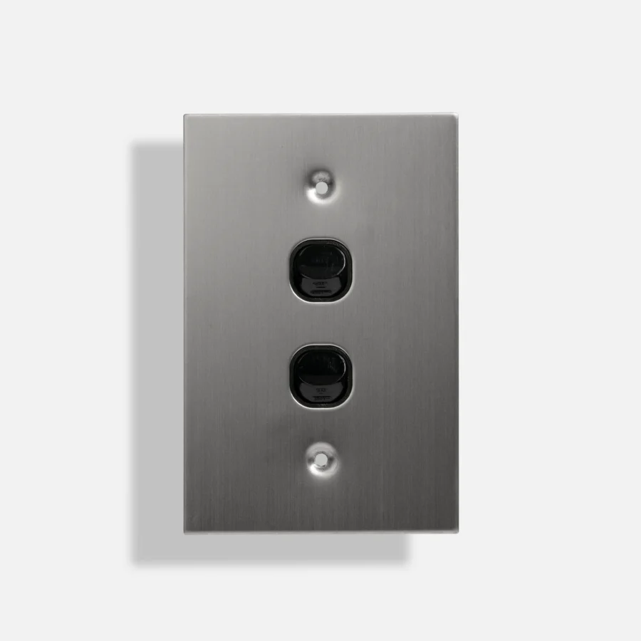 Black two gang stainless steel switch vertical