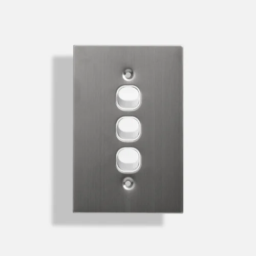 Three gang stainless steel switch vertical - Image 1
