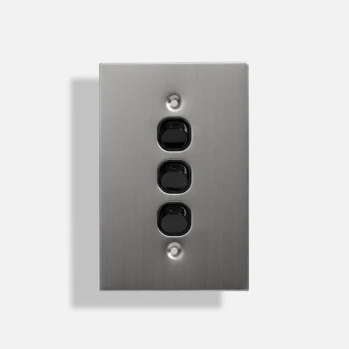 Black three gang stainless steel switch vertical - Image 1