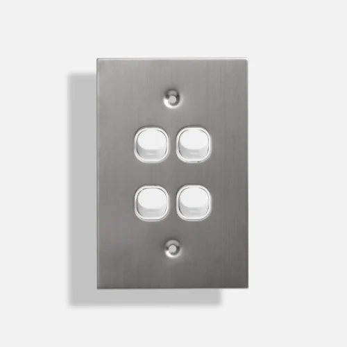 Four gang stainless steel switch vertical - Image 1