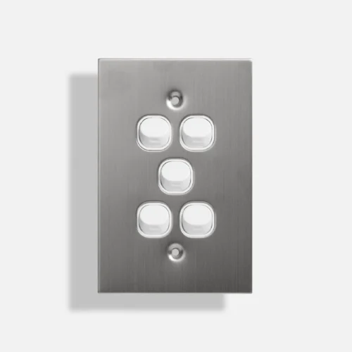Five gang stainless steel switch vertical - Image 1