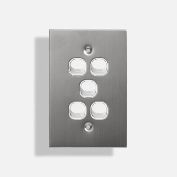 Five gang stainless steel switch vertical
