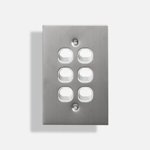 Six gang stainless steel switch vertical - Image 1
