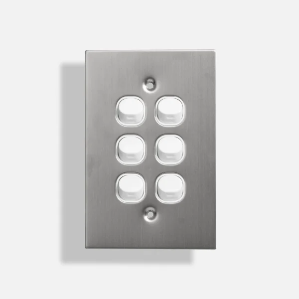 Six gang stainless steel switch vertical