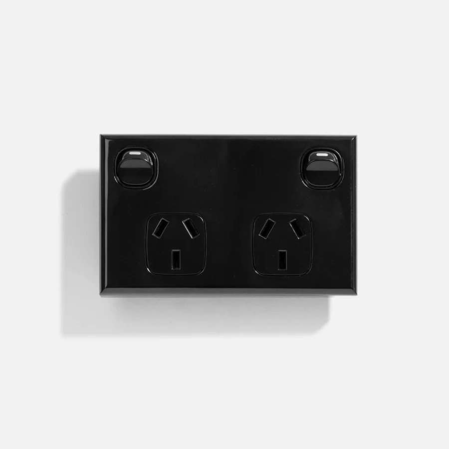 Black standard double power point 10A (500pcs BULK BUY)