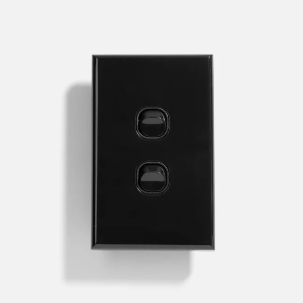 Black standard two gang switch 16A
