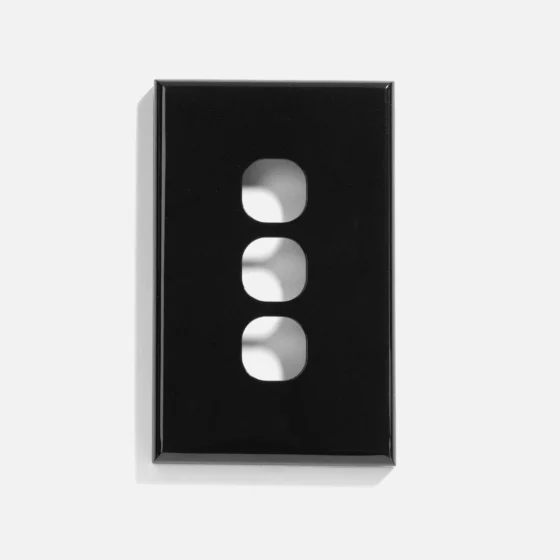 Black standard 3 gang cover & plate only - Image 1