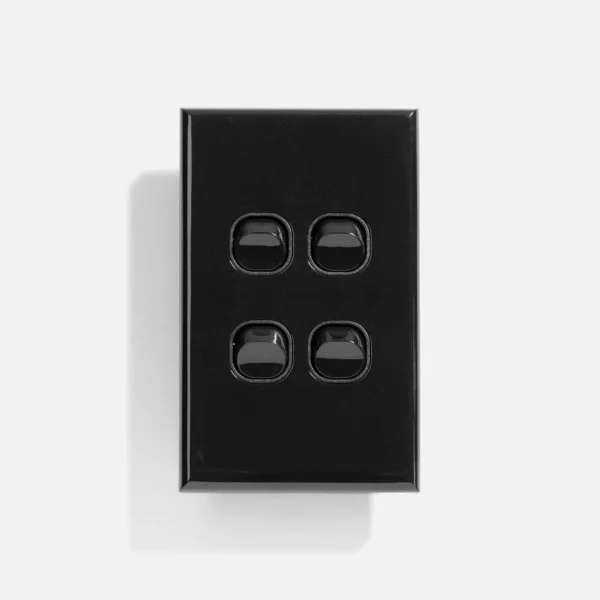 Black standard four gang switch 16A