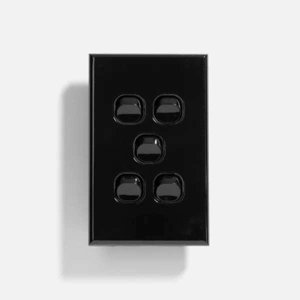 Black standard five gang switch 16A
