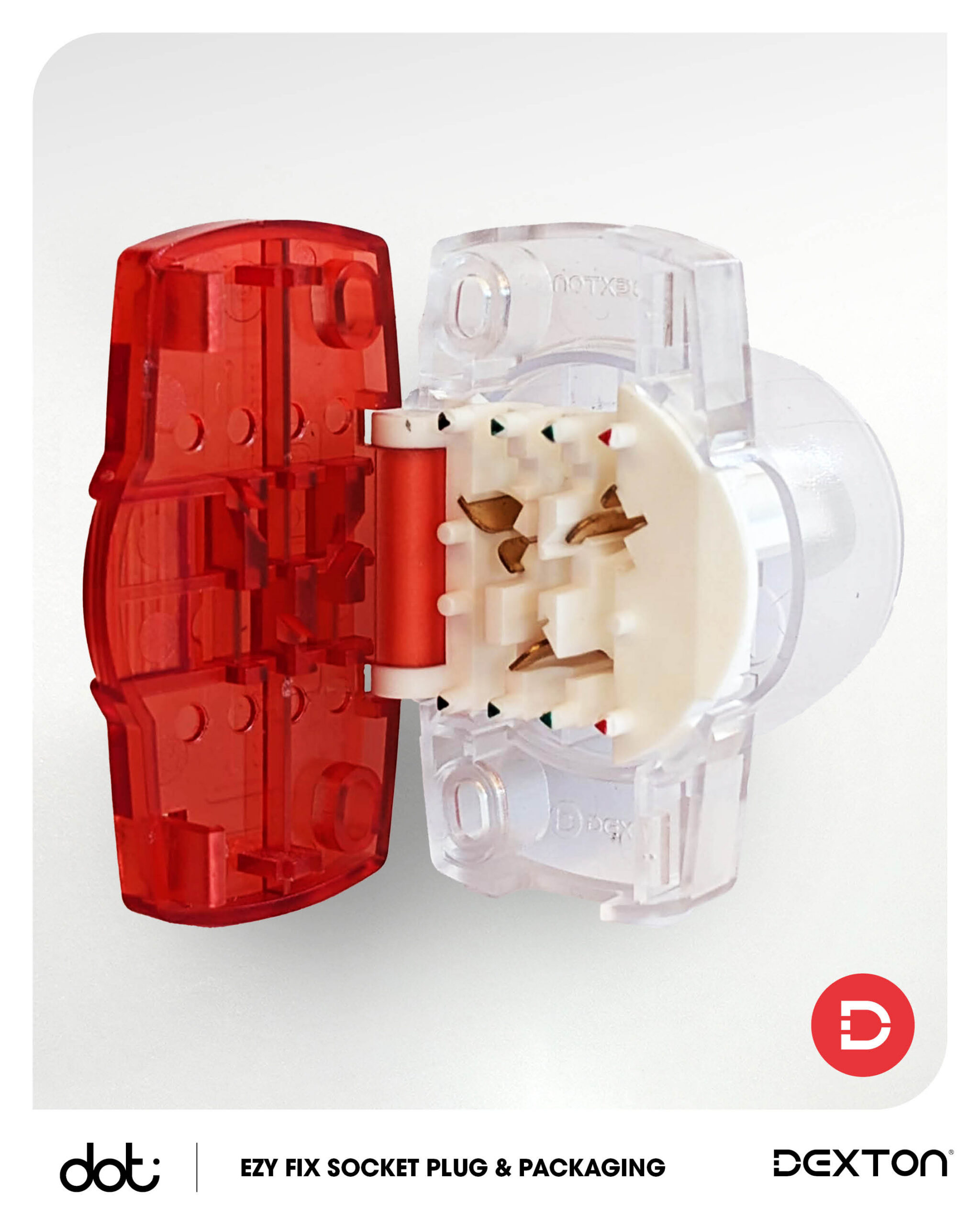 Single socket plug base, EzyFix, 250V 10A - Dexton
