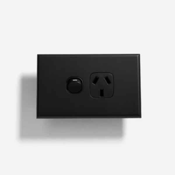 Matte black slim single power point 10A