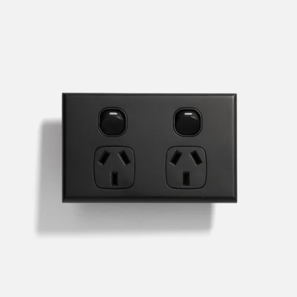 Matte Black slim double power point 10A