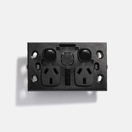 Matte Black slim double power point 10A - Image 2