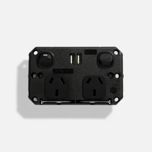 Matte Black double power point with double USB (2.1A) (50pcs BULK BUY) - Image 2