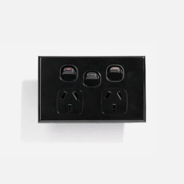 Black slim power point 10A, extra switch 16A