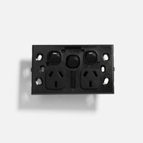 Matte Black slim double power point 10A, extra switch 16A - Image 2