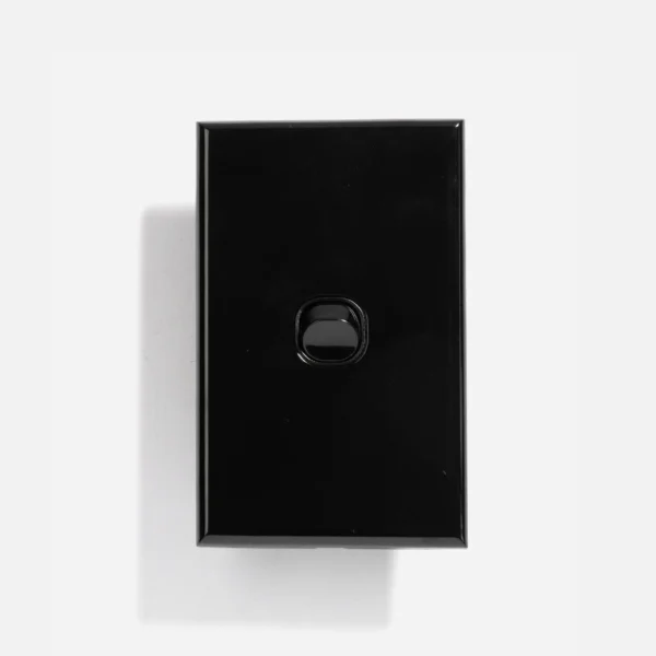 Black slim one gang two way switch 16A