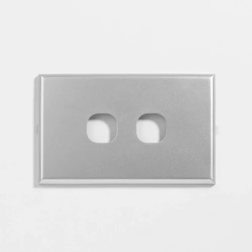 Slim two gang silver switch cover - Image 1