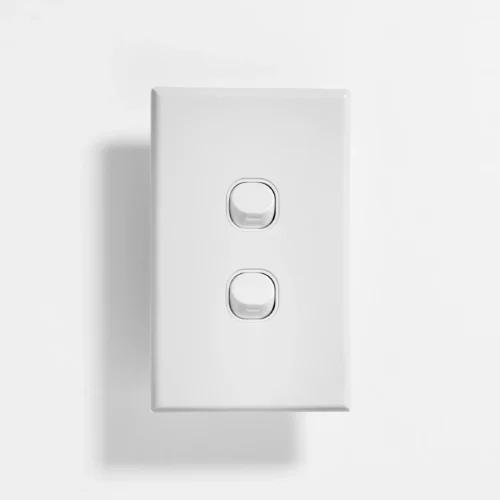 Slim two gang switch 16A vertical - Image 1