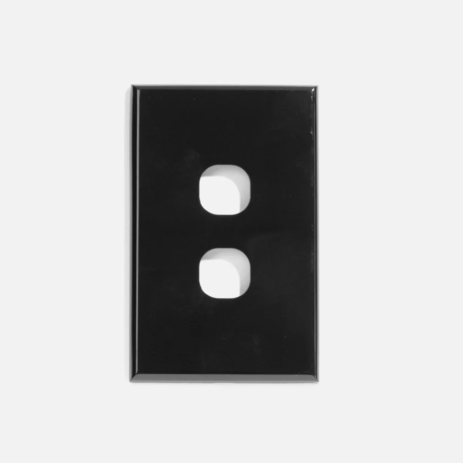Black slim 2 gang cover & plate only