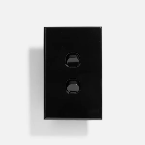 Black slim two gang switch 16A