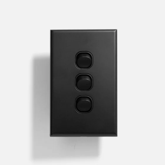 Matte Black slim three gang switch - Image 1