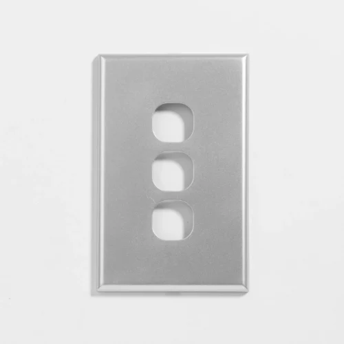 Slim three gang silver switch cover - Image 2