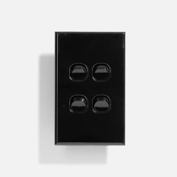 Black slim four gang switch 16A
