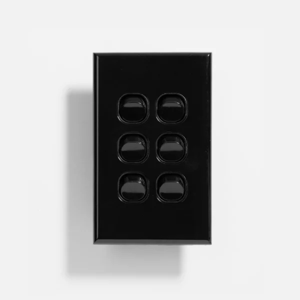 Black slim six gang switch 16A