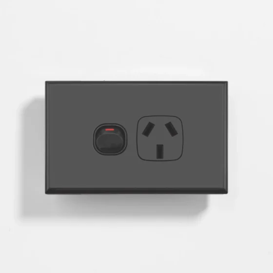 Black slim single power point 10A - Image 1