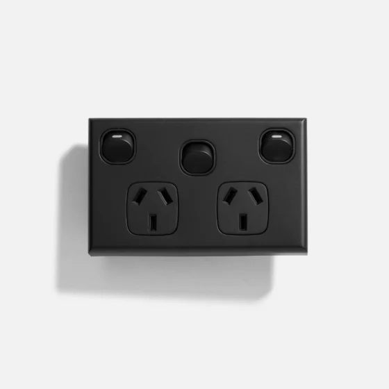 Matte Black double power point X switch 10A - Image 1