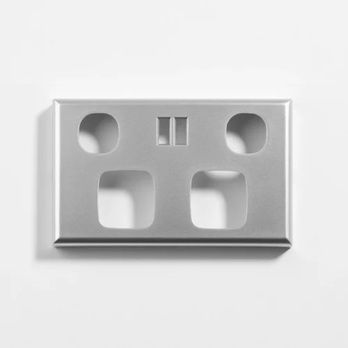 Standard double power point, twin USB silver cover - Image 1