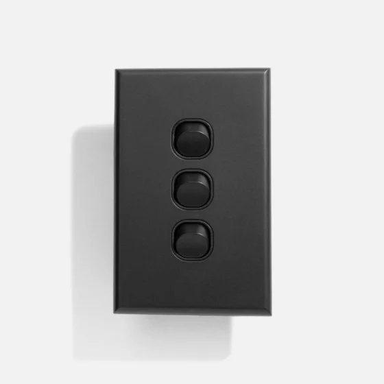 Matte Black standard three gang switch - Image 1