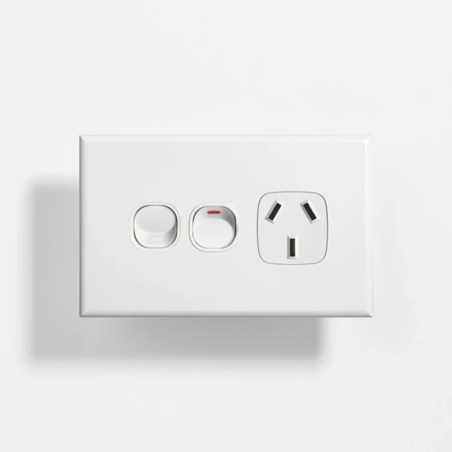Standard single power point 10A, extra switch 16A